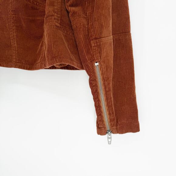 Blank NYC Corduroy Moto Jacket size Large Brown Crop Biker - Picture 11 of 16